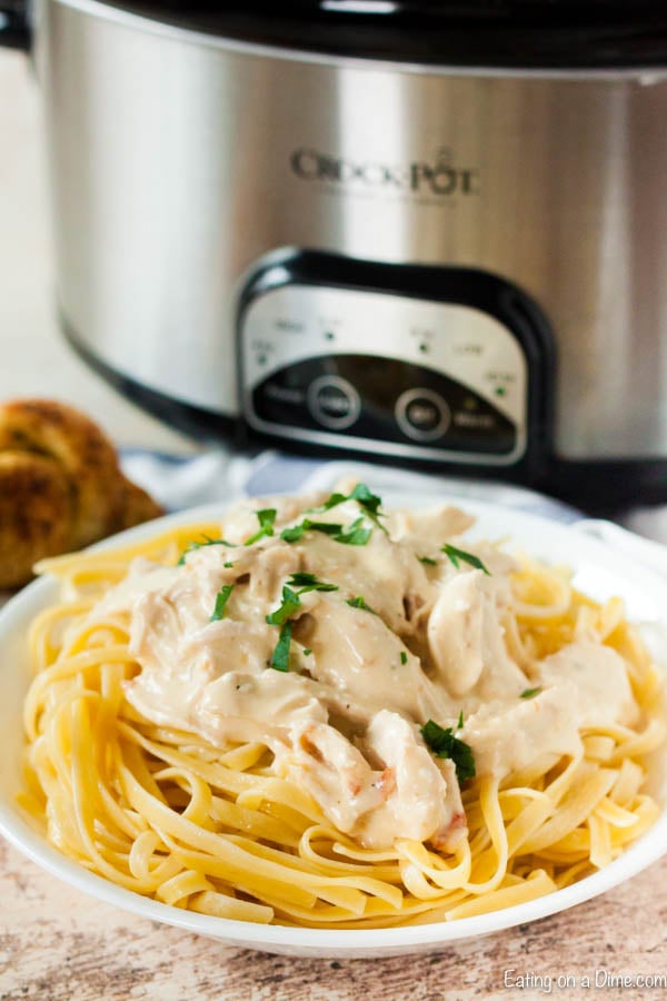 Chicken Alfredo on a plate