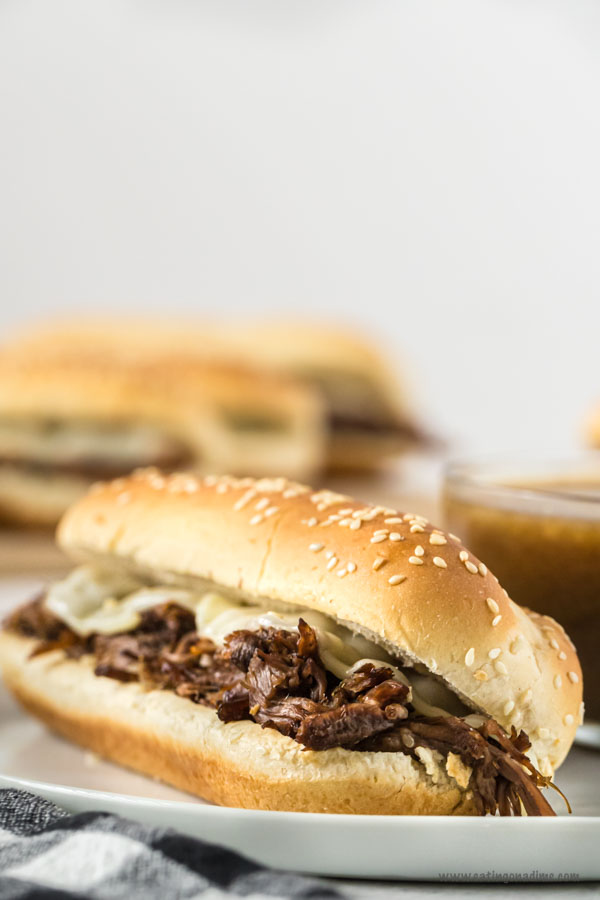 French Dip Sandwiches on a plate