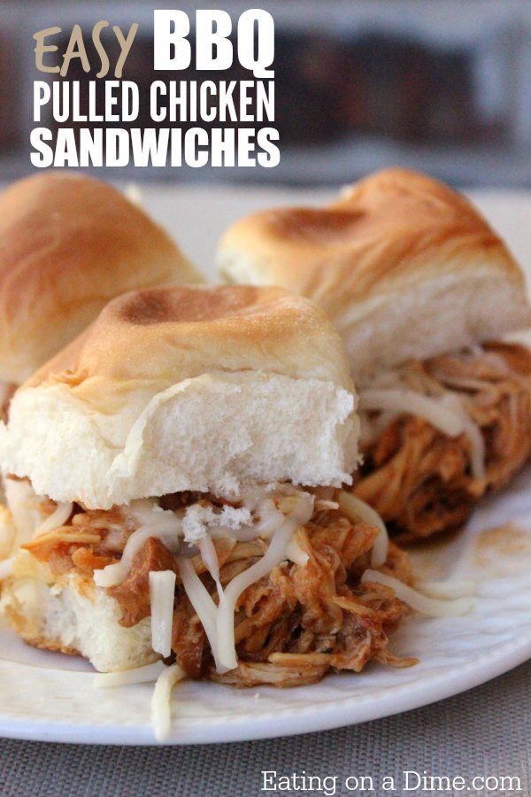 Crock Pot BBQ Pulled Chicken Recipe - BBQ Chicken Sliders - Eating on a ...
