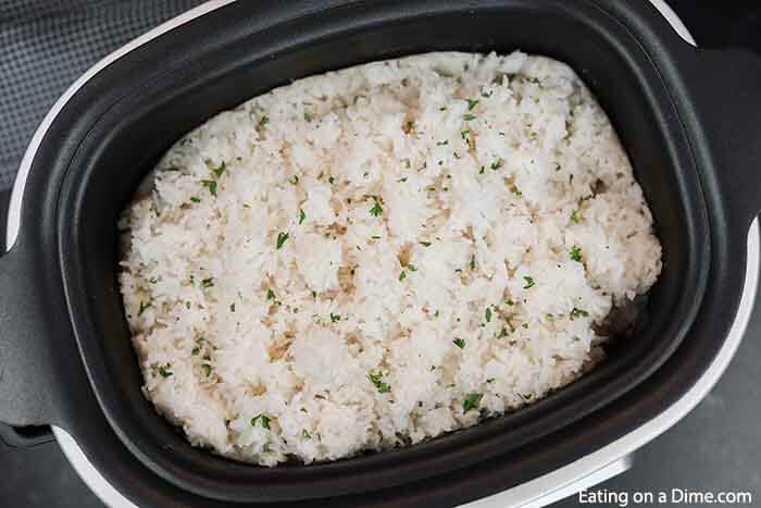 Crock pot rice is so easy and the rice turns out light and fluffy. We like to make double and freeze it for a quick side dish. 