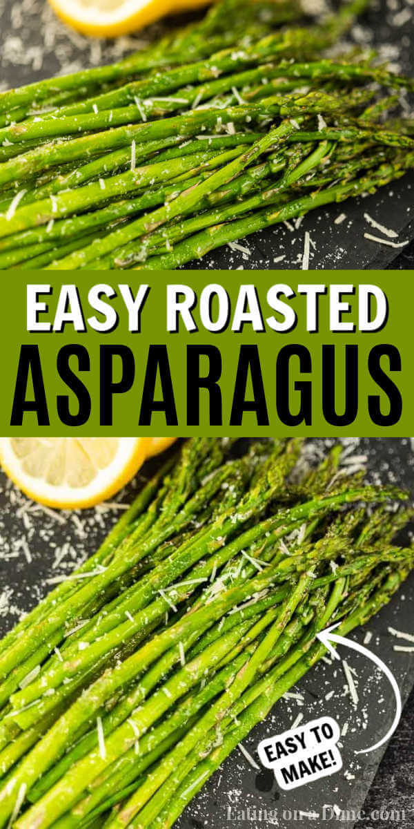 This oven parmesan roasted asparagus is easy to make and delicious too! This roasted asparagus is my favorite simple to make side dish recipe. Everyone loves this easy oven roasted asparagus recipe! #eatingonadime #sidedishrecipes #vegetablerecipes #asparagusrecipes 