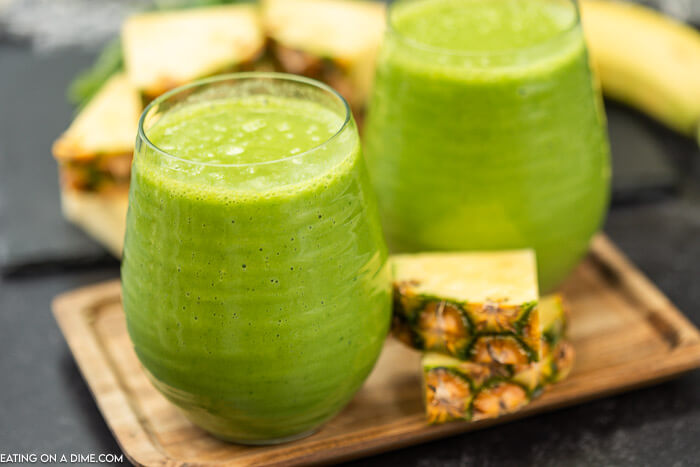 Pineapple spinach smoothie is so delicious and packs in a serving of veggies and fruit in one glass. Enjoy for breakfast, a snack or any meal. 