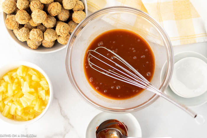 Combining the sauce ingredients together in a bowl