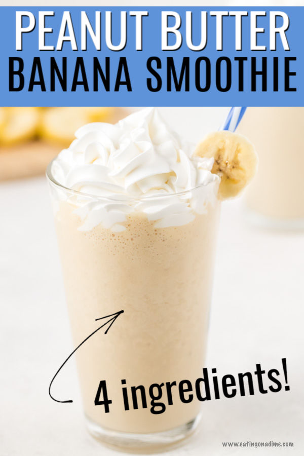 Enjoy this easy peanut butter banana smoothie for a tasty breakfast idea or treat any time of the day. Your kids will love this rich and creamy smoothie. 