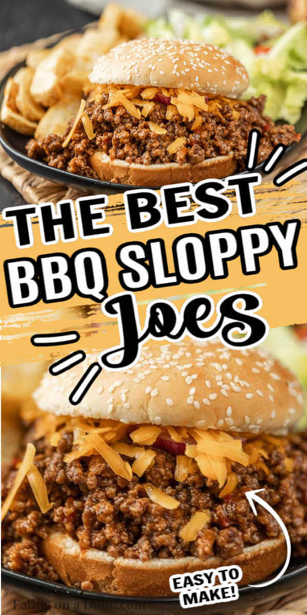 Homemade BBQ sloppy joes recipe is easy to make, and this bbq sloppy joes recipe is delicious! This BBQ sloppy joes recipe is the best and ready in under 20 minutes! #eatingonadime #sloppyjoes #easyrecipes 