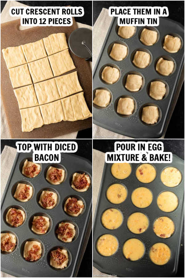 Process photos showing how to assembly these easy egg muffin recipes 