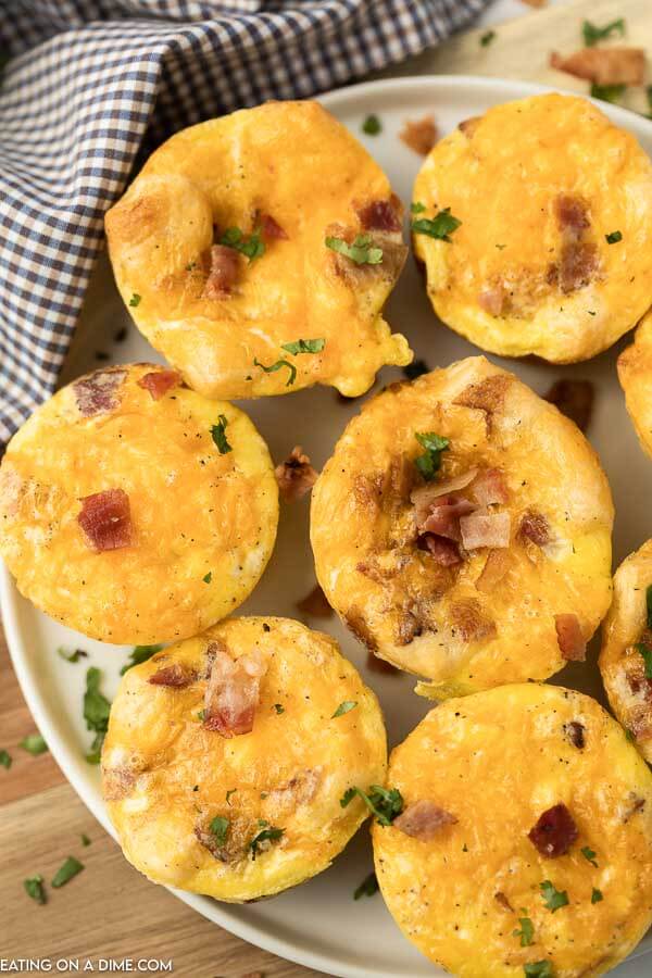 Egg muffins on a white plate 