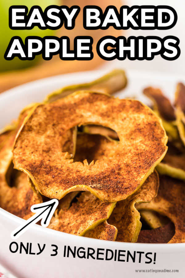 This baked apple chips recipe is so easy to make and doesn't require a dehydrator! Baked apple chips make the perfect afternoon snack!