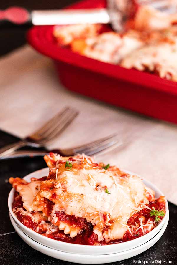 This easy baked ravioli recipe is a family favorite and the perfect dish for busy weeknights. It's so easy, freezes great and takes little time to make. 