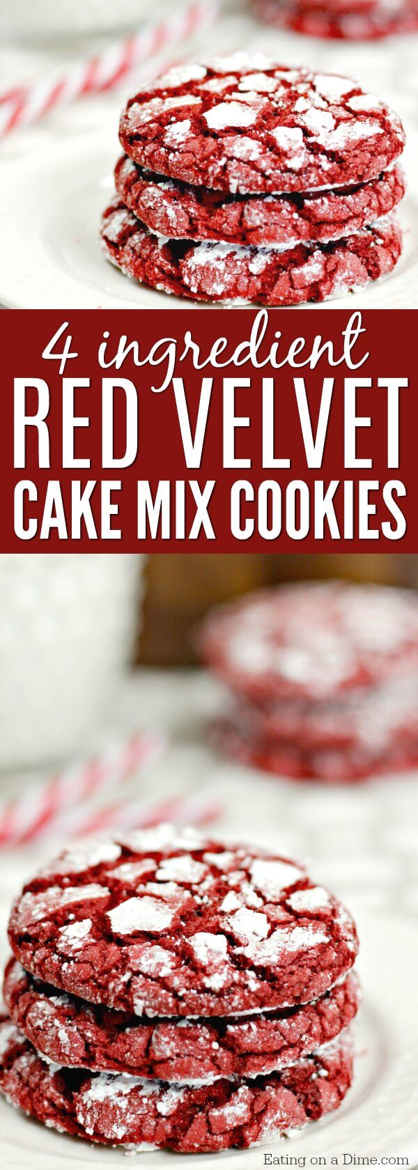 This Red Velvet Cookies Recipe is easy to make because you only need 4 ingredients. Easy Red velvet crinkle cookies are the best cake mix cookies!