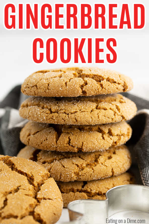 Skip the old fashion Gingerbread cookies. Try this delicious soft and chewy gingerbread cookies recipe today. It wont disappoint! These gingerbread cookies without molasses are easy to make and the best! You will love this easy homemade recipe that is perfect for Christmas! #eatingonadime #cookierecipes #christmasrecipes #gingerbread 