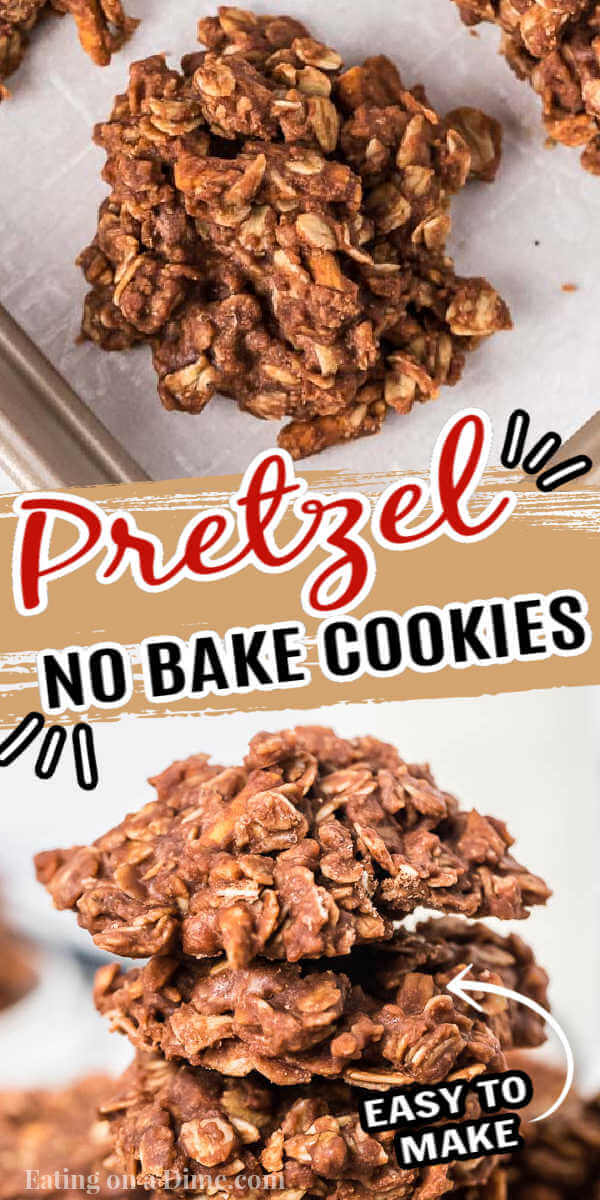 Pretzel no bake cookies combine salty and sweet for the best treat. You only need 15 minute and everyone can enjoy delicious cookies. Yum!