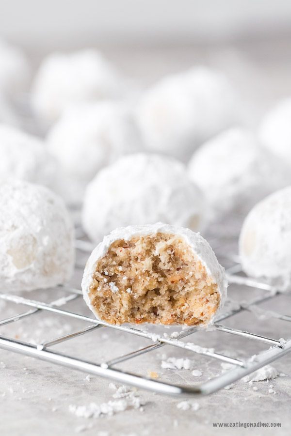 Your family will go crazy over this Snowball cookies recipe. Each bite is buttery and delicious with lots of powdered sugar. They are quick and easy.