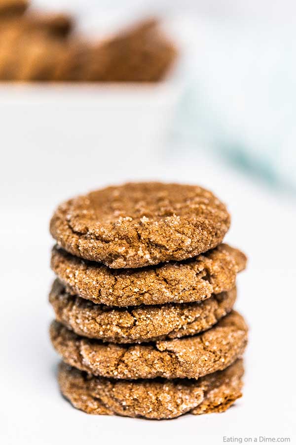 Picture of chocolate peanut butter cookies stacked together. 