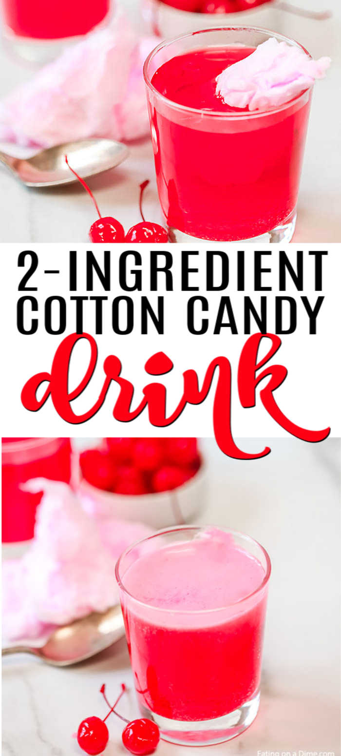 Try this easy kid friendly cotton candy drink recipe. You only need 2 ingredients to make this yummy cotton candy drink punch for kids and adults. 