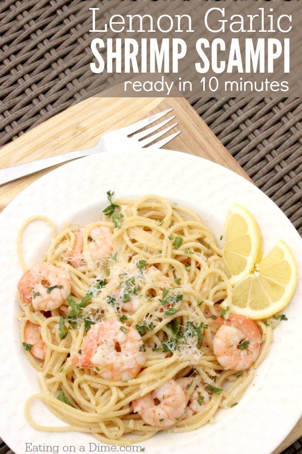 You are going to love this Lemon Garlic Shrimp Scampi Recipe. Lemon shrimp scampi recipe is ready in just 10 minutes! Garlic shrimp scampi recipe is one of our favorite shrimp recipes.Try this simple and quick recipe today for a healthy meal idea!