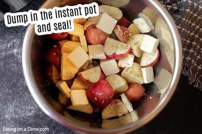 The ingredients added to the instant pot insert. 