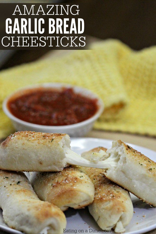 Everyone will love it when you serve this Garlic Bread Cheese Sticks Recipe. Garlic bread and melty cheese creates cheese-stuffed garlic breadsticks!