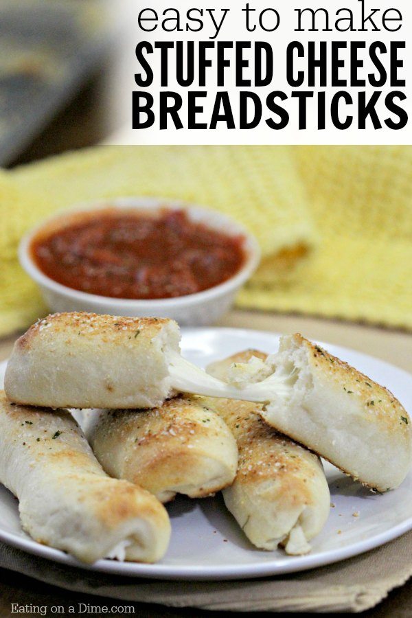 Everyone will love it when you serve this Garlic Bread Cheese Sticks Recipe. Garlic bread and melty cheese creates cheese-stuffed garlic breadsticks!
