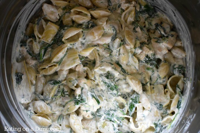 chicken spinach artichoke pasta ingredients combined in instant pot