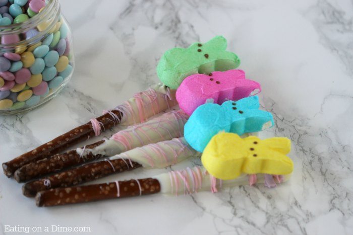 Easter Chocolate covered pretzel rods