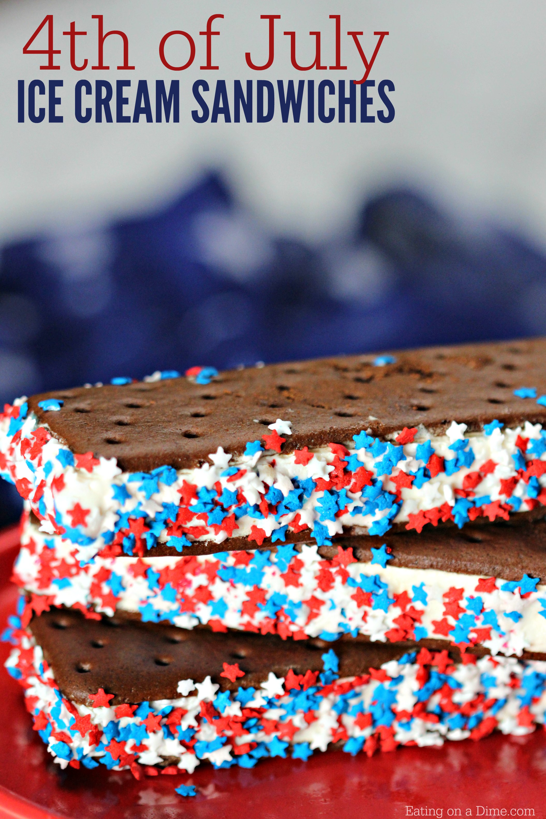 Try this easy 4th of July Ice Cream Sandwich recipe. It is super simple but very festive for the perfect 4th of July dessert. 