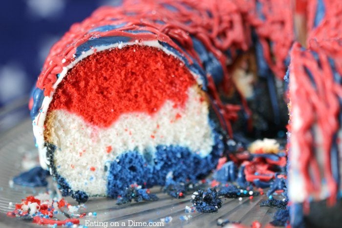 Red White & Blue Marble Cake - I Heart Eating