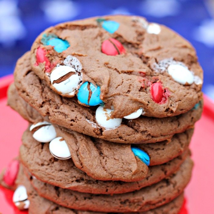 Fourth of July Cookies Stacked on a red plate