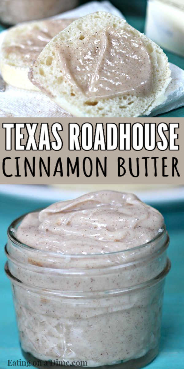 This is the best copycat Texas Roadhouse Cinnamon Butter Recipe. This Texas Roadhouse Butter is easy to make at home and is the best tasting cinnamon honey butter recipe! I love delicious cinnamon honey butter! #eatingonadime #cinnamonhoneybutter #copycatrecipes #texasroadhouserecipes 