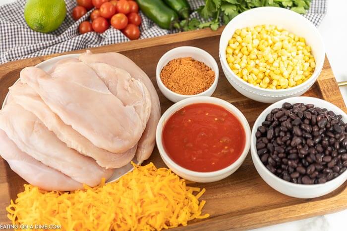 Santa fe Chicken foil pack has everything you need for a great dinner. Cheesy chicken, black beans, corn and even rice!