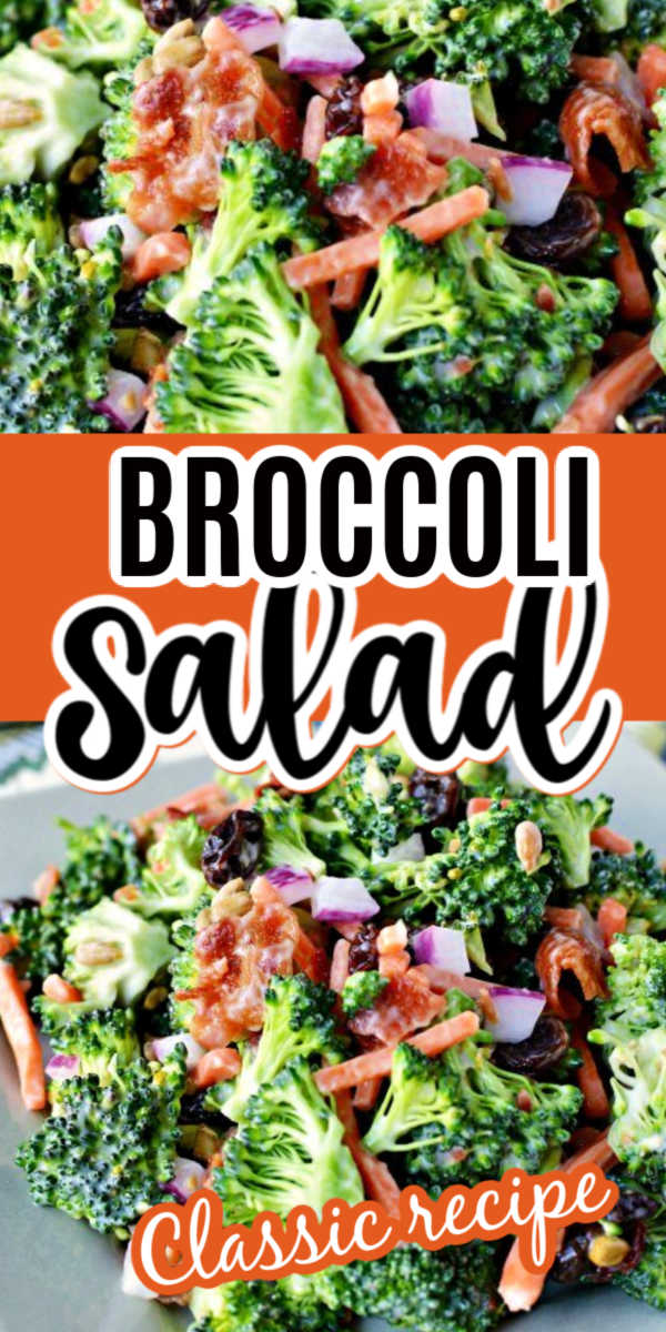 If you're loking for a quick, flavor packed side dish, this broccoli salad recipe is it! It's crunchy, sweet and salty all combined in one delicious salad.