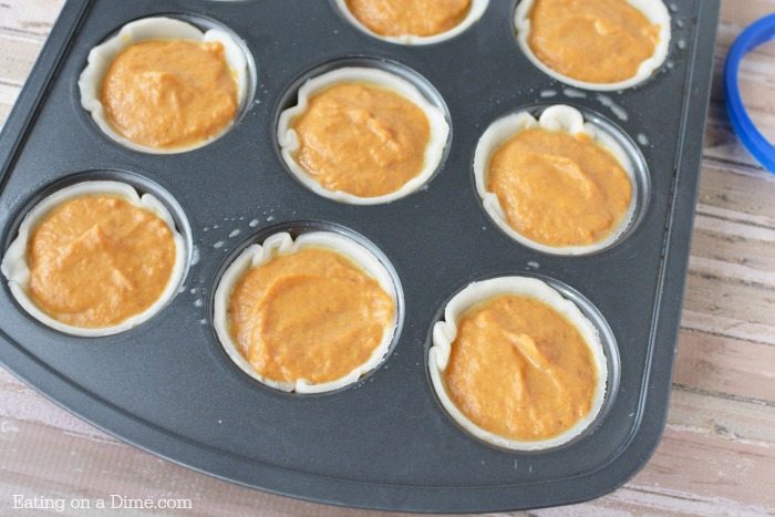 All the pie prepared and in a muffin tin 