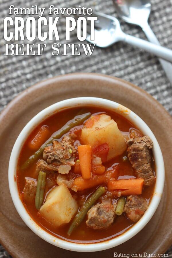 Quick & Easy Crock pot Beef Stew Recipe - Eating on a Dime