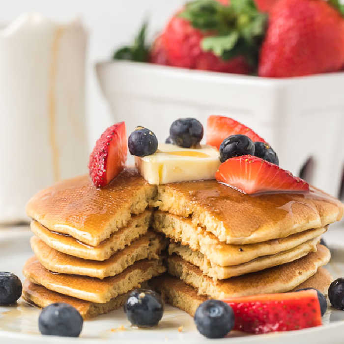 Gluten free pancakes recipe is so light and fluffy that even your gluten loving friends will want this recipe. Try this tasty pancake recipe.