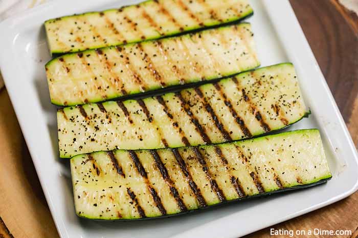 Grilled Zucchini on a white plate