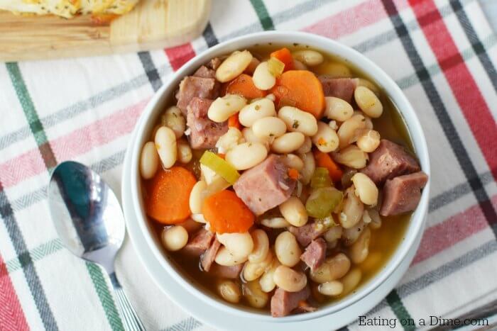 ham and bean soup cooked in a pressure cooker
