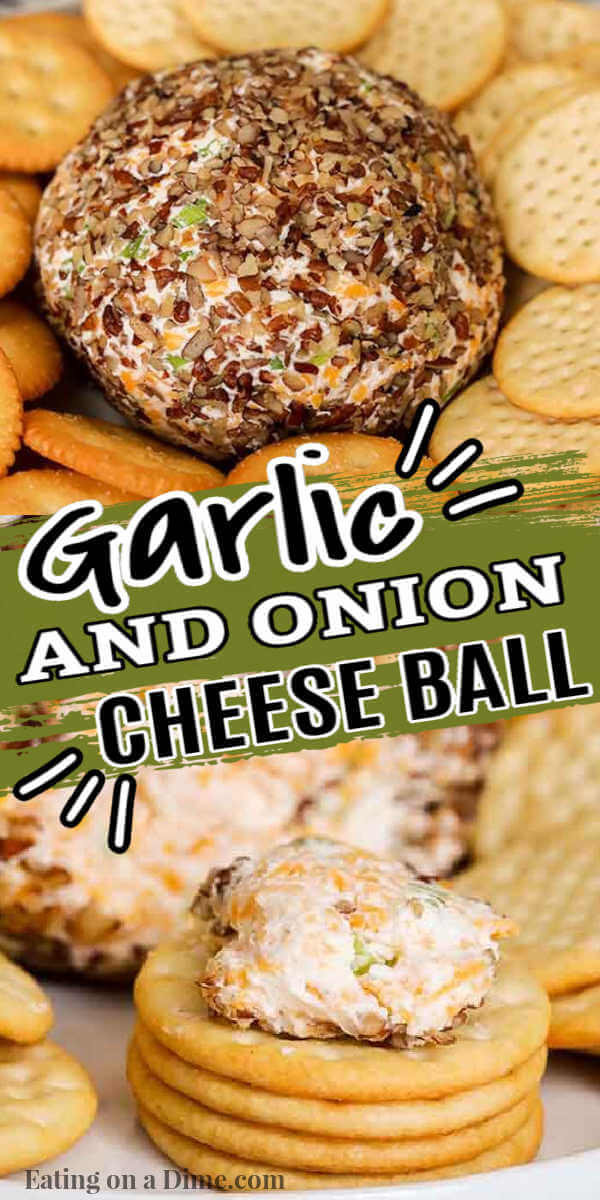 Garlic onion cheese ball is a tasty and classic cheese ball recipe. Tons of garlic and cheddar flavor make this the best appetizer or snack.