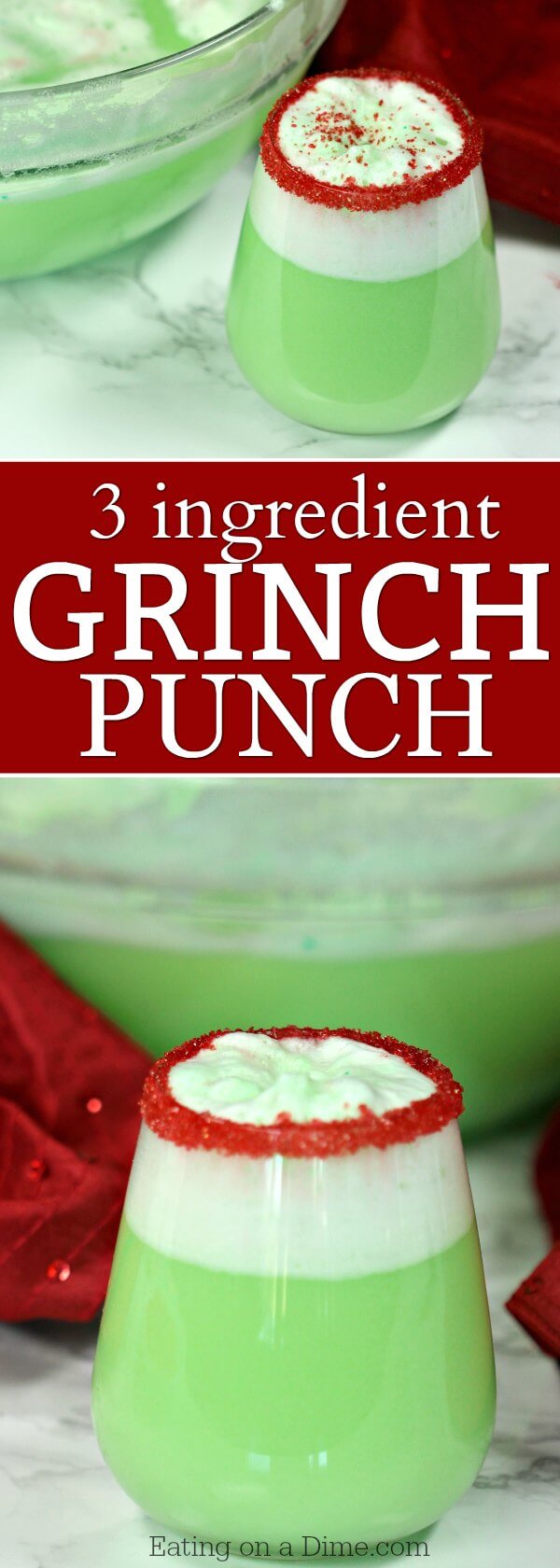 The best Christmas punch recipes. You only need 3 ingredients for this Easy Grinch Punch Recipe. Everyone loves this simple Christmas Sherbet Punch recipe.