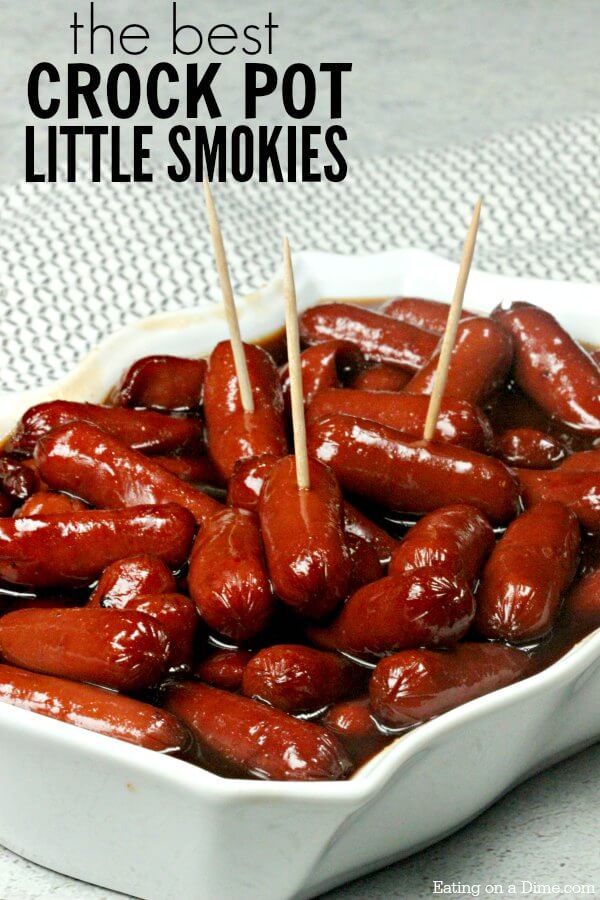 Try this easy BBQ Little Smokies Crock Pot Recipe with the best little smokies sauce! This is the best of lil smokies recipes. 