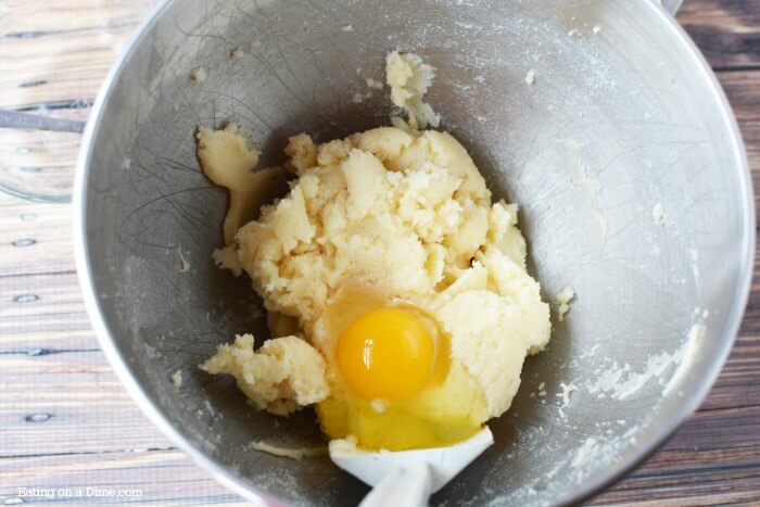 eggs added to butter and sugar