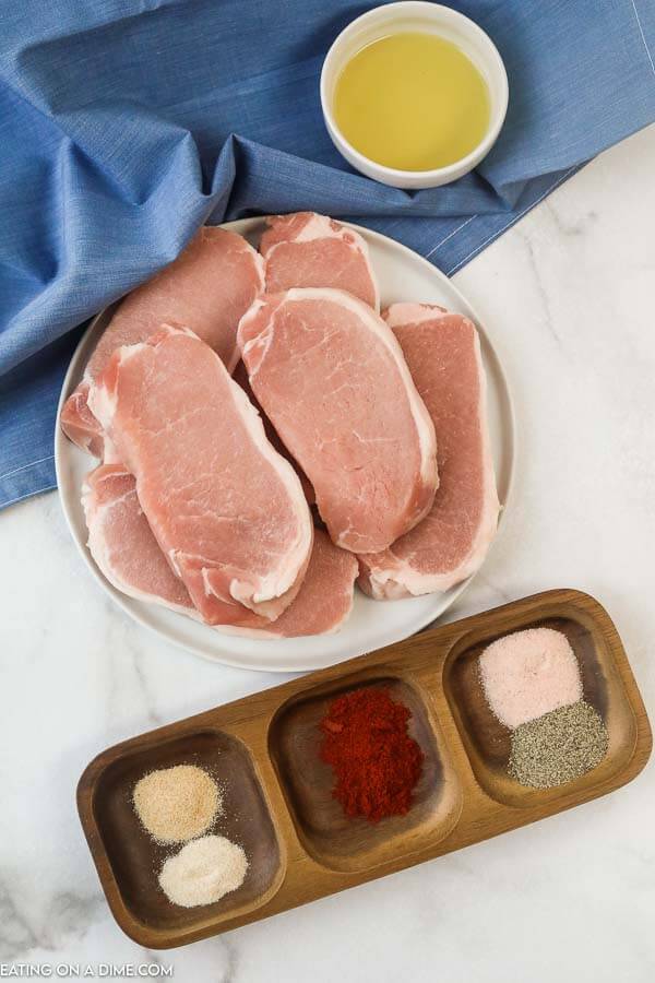 ingredients for recipe: seasoning, oil. pork chops