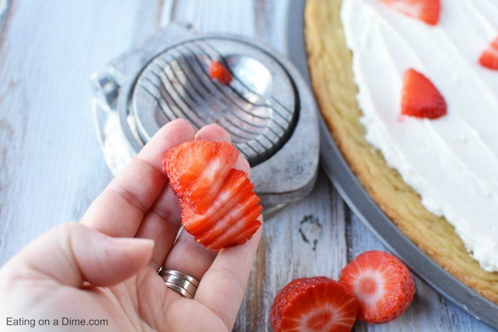 Close up image of sliced strawberries