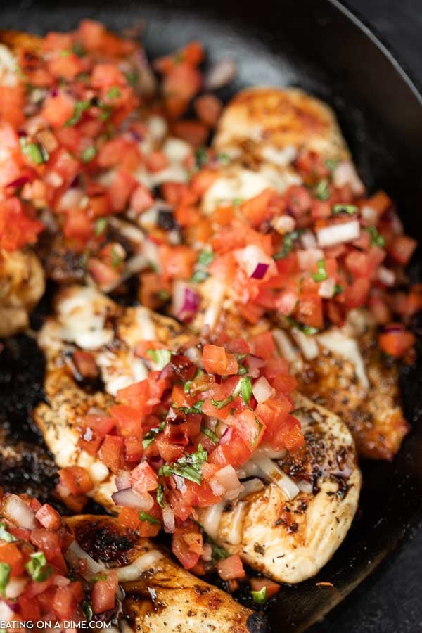 bruschetta chicken in skillet