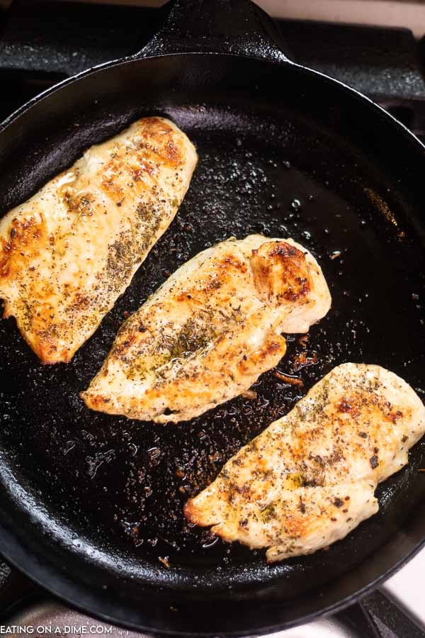 cooked chicken in skillet