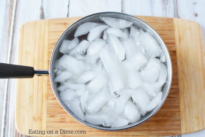 pan of ice water