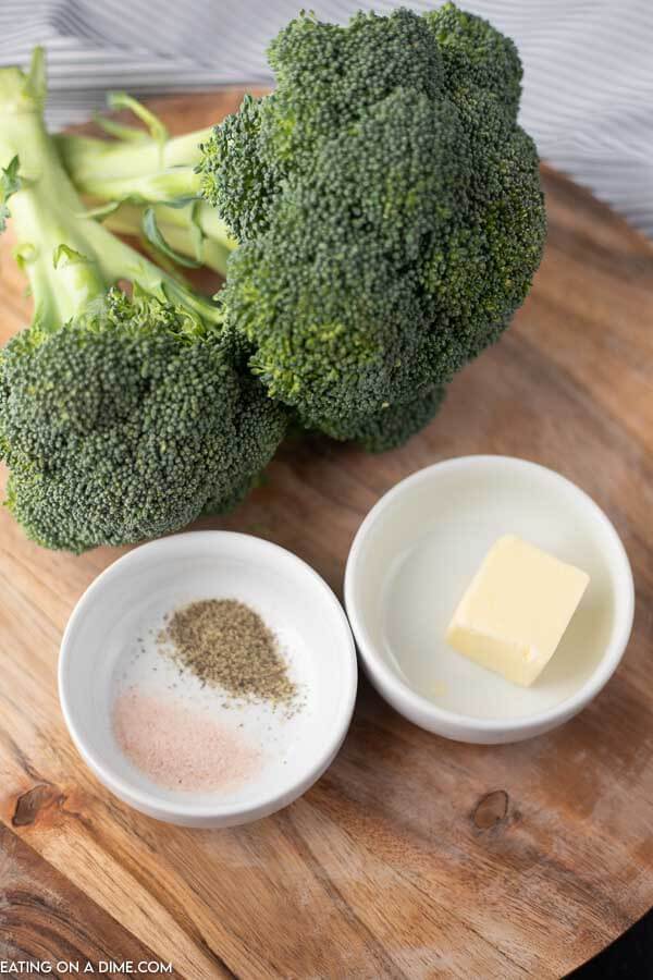picture of ingredients: broccoli, butter, seasoning.