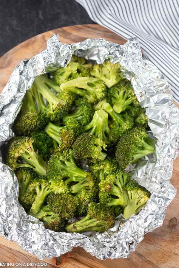 photo of broccoli in foil