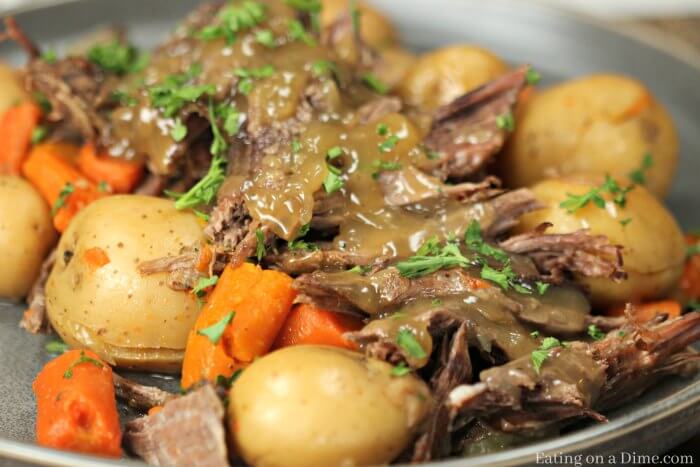 This Instant Pot Roast Dinner Recipe is amazing! It is truly the best Pressure Cooker Pot Roast Dinner recipe. The gravy is so delicious. You will see why it's the Best Pot Roast Recipe for the Instant Pot. The veggies are packed with flavor! Yum! 