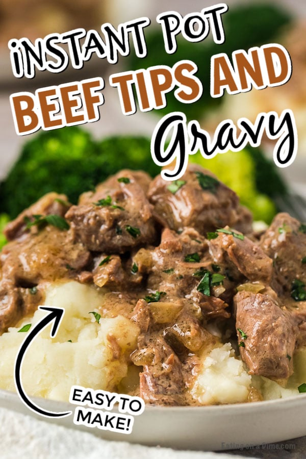 This instant pot beef tip recipe is out of this world! The beef is tender and the gravy is delicious! Try beef tips over rice or pasta. 