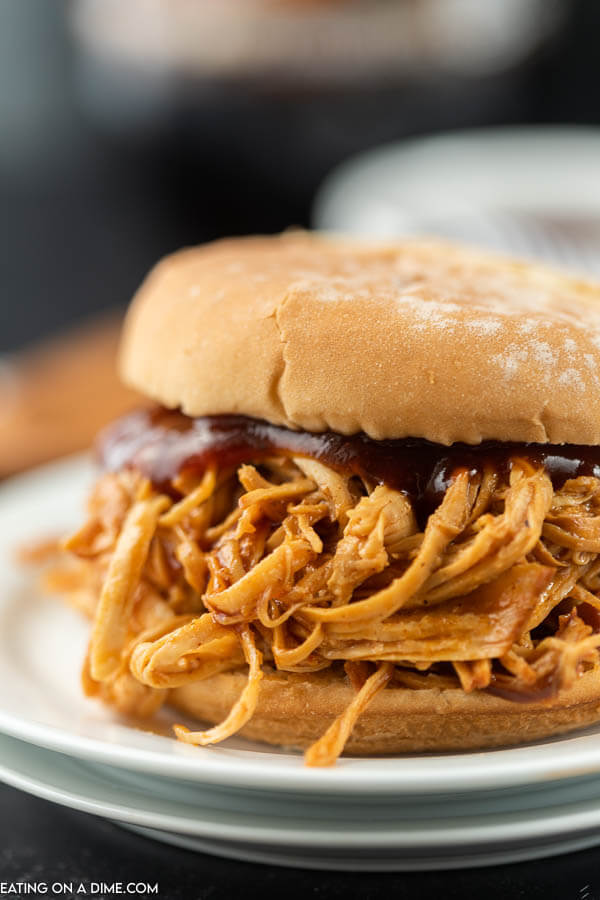 Root Beer BBQ Chicken Sandwich on a white plate 